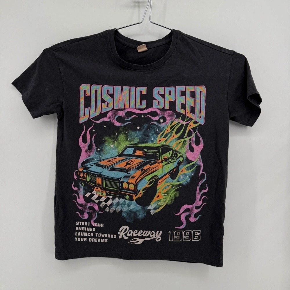 Messy Bun Just Chillin Graphic Tee Womens S Cosmic Speed Cotton Black Graphic